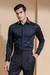Buy_Abkasa_Black Cotton Slim-fit Shirt For Men_at_Aza_Fashions