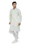 Shop_Nitesh Singh Chauhan_Green Giza Cotton Bundi With Printed Kurta Set_Online_at_Aza_Fashions