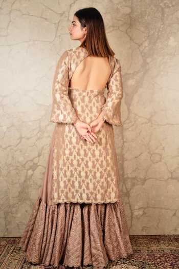Sakhi Banarsi Pink Kurta with Garara Set