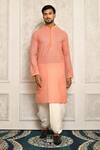 Buy_Aryavir Malhotra_Peach Cotton Kurta And Dhoti Pant Set_at_Aza_Fashions