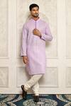 Buy_Aryavir Malhotra_Purple Cotton Band Collar Kurta _at_Aza_Fashions