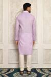 Shop_Aryavir Malhotra_Purple Cotton Band Collar Kurta _at_Aza_Fashions