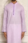 Aryavir Malhotra_Purple Cotton Band Collar Kurta _at_Aza_Fashions