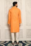 Shop_Aryavir Malhotra_Orange Cotton Band Collar Kurta Set _at_Aza_Fashions