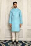 Buy_Aryavir Malhotra_Sky Blue Cotton Solid Pastel Straight Kurta For Men_Online_at_Aza_Fashions