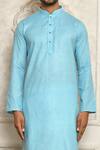 Shop_Aryavir Malhotra_Sky Blue Cotton Solid Pastel Straight Kurta For Men_Online_at_Aza_Fashions
