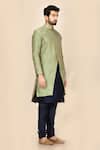 Aryavir Malhotra_Blue Jacquard Silk Sherwani Set_Online_at_Aza_Fashions