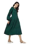 Ankita_Green Cotton Spread Collar Greta Shirt Dress  _Online_at_Aza_Fashions