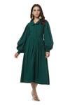 Buy_Ankita_Green Cotton Spread Collar Greta Shirt Dress  _Online_at_Aza_Fashions