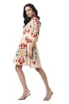 Shop_Ankita_Beige Cotton Round Jersey Floral Print Dress  _Online_at_Aza_Fashions