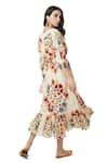 Shop_Ankita_Beige Cotton V Neck Aruba Floral Print Midi Dress  _at_Aza_Fashions