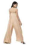 Shop_Ankita_Beige Double Georgette V Neck Gigi Panelled Jumpsuit  _at_Aza_Fashions