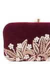 Buy_A Clutch Story_Maroon Embellished Velvet Box Clutch With Sling _Online_at_Aza_Fashions