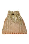 Shop_A Clutch Story_Gold Embellished Silk Sequin Potli Bag _at_Aza_Fashions