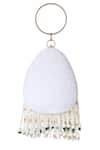 A Clutch Story_White Embroidered Pearl Tassel Clutch _Online_at_Aza_Fashions