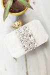 Buy_A Clutch Story_White Rhinestones Resin Box Clutch With Sling _at_Aza_Fashions