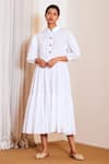 Ankita_White Cotton Midi Dress_Online_at_Aza_Fashions