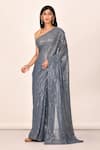 Buy_Khwaab by Sanjana Lakhani_Grey Georgette Embroidered Sequin Work Saree _at_Aza_Fashions