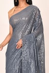 Buy_Khwaab by Sanjana Lakhani_Grey Georgette Embroidered Sequin Work Saree _Online_at_Aza_Fashions