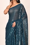 Buy_Khwaab by Sanjana Lakhani_Blue Georgette Embroidered Sequin Work Saree _Online_at_Aza_Fashions