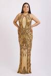 Buy_Ambrosia_Beige Round Sequin Embroidered Gown _at_Aza_Fashions