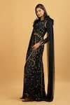 Ambrosia_Black Round Sequin Embroidered Gown _Online_at_Aza_Fashions
