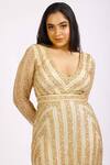 Ambrosia_Gold V Neck Sequin Embroidered Gown_at_Aza_Fashions