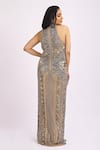 Buy_Ambrosia_Silver Embroidery Halter Neck Gown _Online_at_Aza_Fashions