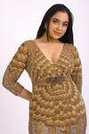 Ambrosia Gold V Neck Embroidered Gown at Aza Fashions Ambrosia_Gold V Neck Embroidered Gown_at_Aza_Fashions