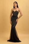Buy_Ambrosia_Black Sweetheart Neck Embroidered Gown_at_Aza_Fashions