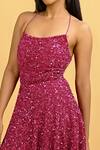 Ambrosia Pink Halter Neck Embroidered Dress at Aza Fashions Ambrosia_Pink Halter Neck Embroidered Dress_at_Aza_Fashions