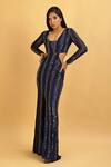 Buy Ambrosia Blue V Neck Emrboidered Gown at Aza Fashions Buy_Ambrosia_Blue V Neck Emrboidered Gown_at_Aza_Fashions
