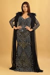 Buy_Ambrosia_Black Halter Neck Embroidered Gown_at_Aza_Fashions