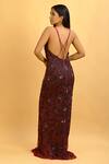 Ambrosia Maroon Halter Neck Embroidered Gown at Aza Fashions Ambrosia_Maroon Halter Neck Embroidered Gown_at_Aza_Fashions