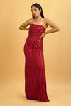 Buy_Ambrosia_Red Straight Across Embroidered Gown_at_Aza_Fashions