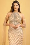 Ambrosia_Gold Halter Neck Embroidered Gown_at_Aza_Fashions