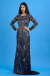 Buy_Ambrosia_Blue Round Embroidered Gown_at_Aza_Fashions