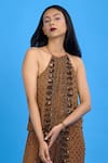 Ambrosia_Brown Embroidery Halter Neck Jumpsuit _at_Aza_Fashions