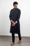 Arjan Dugal_Blue Sustainable Silk Viscose Kurta Set _Online_at_Aza_Fashions