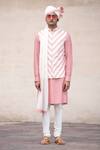 Buy_Arjan Dugal_Pink Banarasi Silk Bundi And Kurta Set_at_Aza_Fashions