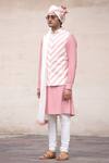Arjan Dugal_Pink Banarasi Silk Bundi And Kurta Set_Online_at_Aza_Fashions