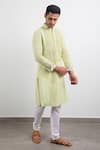 Buy_Arjan Dugal_Green Linen Pintuck Kurta Set  _at_Aza_Fashions