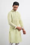 Buy_Arjan Dugal_Green Linen Pintuck Kurta Set  _Online_at_Aza_Fashions