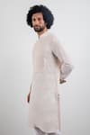 Arjan Dugal_Pink Linen Pintuck Kurta Set _Online_at_Aza_Fashions