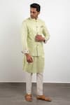 Arjan Dugal_Green Chanderi Silk Embroidered Inara Bundi _Online_at_Aza_Fashions