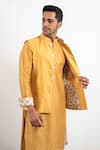 Arjan Dugal_Yellow Chanderi Silk Kurta Set  _Online_at_Aza_Fashions