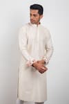 Arjan Dugal_White Chanderi Silk Kurta Set_Online_at_Aza_Fashions
