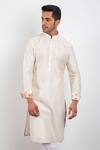 Buy_Arjan Dugal_White Chanderi Silk Kurta Set_Online_at_Aza_Fashions