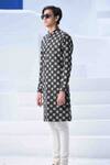 Buy_Arjan Dugal_Black Linen Embroidered Kurta Set _Online_at_Aza_Fashions