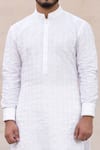 Shop_Arjan Dugal_White Linen Embroidered Kurta Set _Online_at_Aza_Fashions